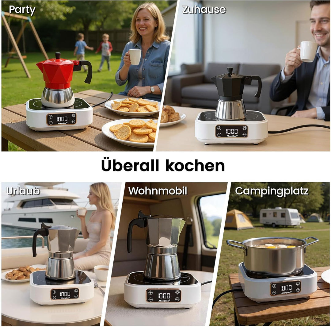 Mini Induktionskochplatte, 1000W Mini induktionskochfeld 1 Platte, Induktionsplatte mit 7 Leistungss