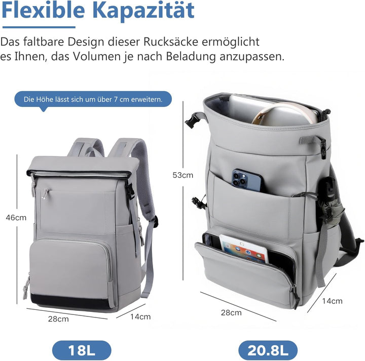 Leichter Rucksack 18–21L – Tagesrucksack für Uni, Arbeit & Alltag, Wasserabweisend, Anti-Diebstahl,