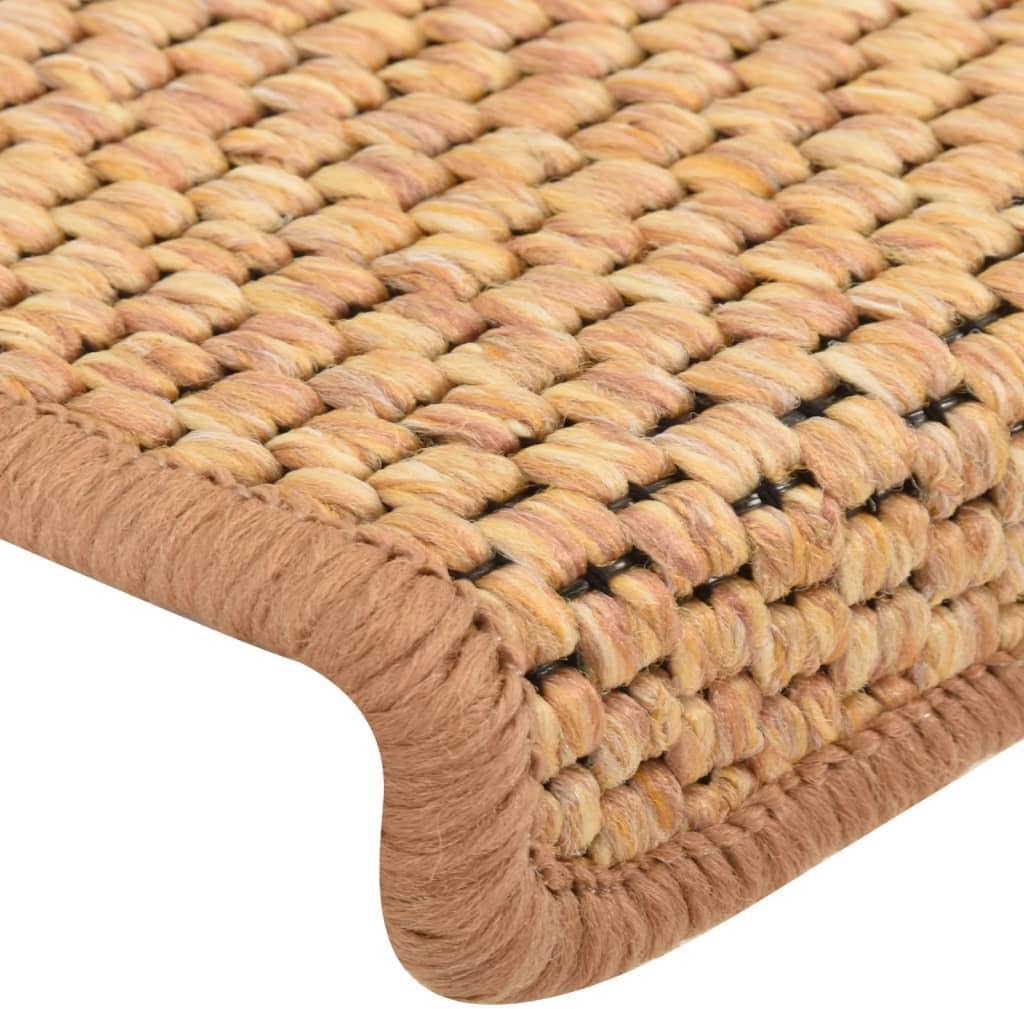 vidaXL Treppenmatten 15Stk., Stufenmatten Selbstklebend, Treppenteppich in Sisal-Optik, Treppenstufe