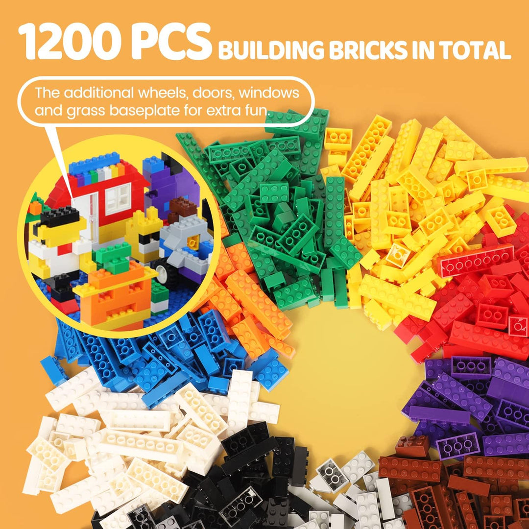 WYSWYG 1200 Teile Bausteine, 1.6 kg Steine Box, Kompatibel, Basic Building Bricks Set, Geeignet für