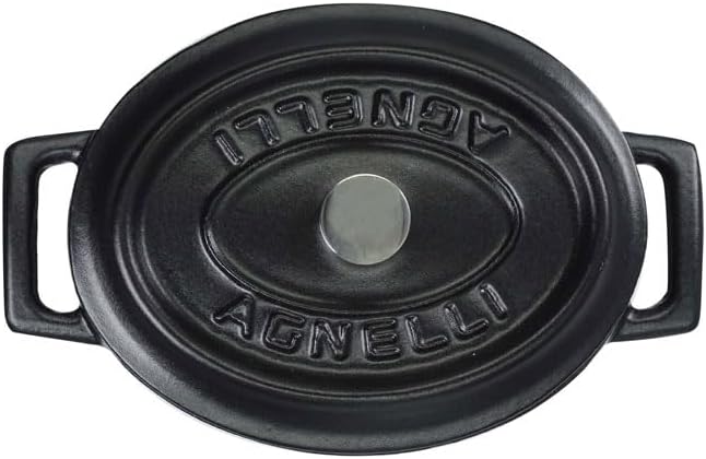 Pentole Agnelli Slowcook Ovaler Schmortopf mit Zwei Griffen aus Gusseisen, Durchmesser 22 cm, Mattsc