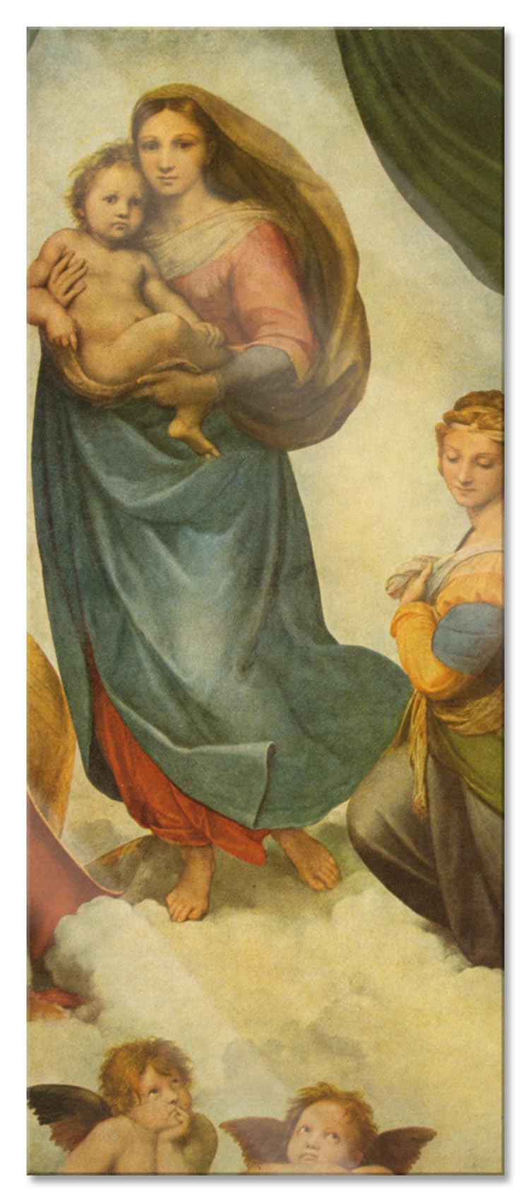 Glasbild Panorama | Wandbild aus Echtglas | Raffael - Sixtinische Madonna | 100x40 cm | inkl. Aufhän