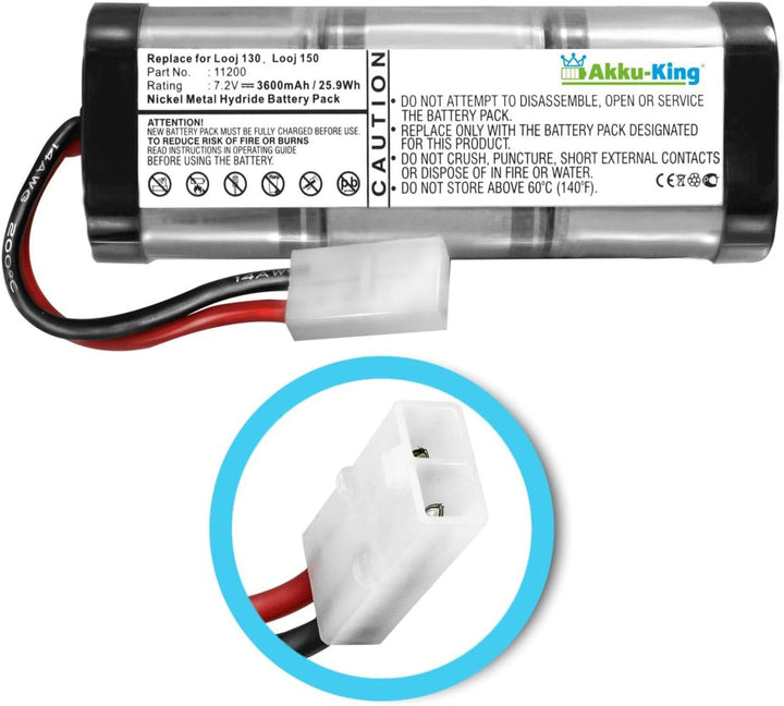 Akku-King Akku kompatibel mit iRobot 11200 - NI-MH 3600mAh - für Looj 130, 13501, 150, Gutter Cleane