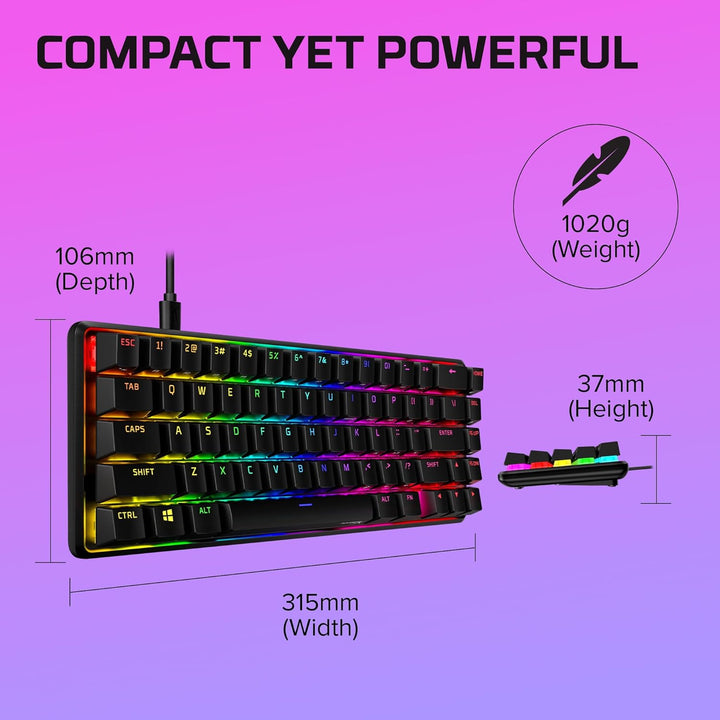 HyperX Alloy Origins 65 – Mechanische Gaming-Tastatur - Ultrakompakter 60% Formfaktor - HyperX Red S