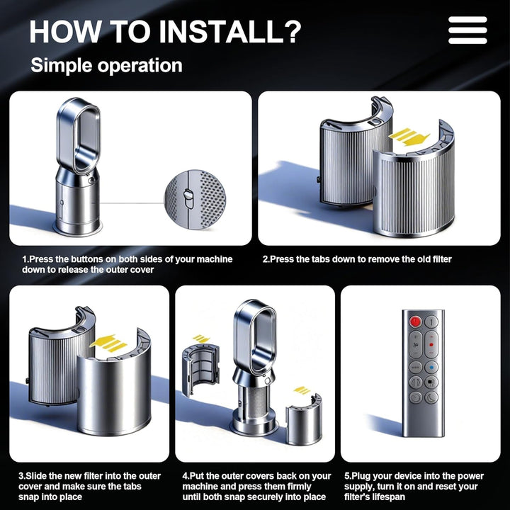 Ersatzfilter für Dyson Luftreiniger für Dyson Hot and Cool, HP04 TP04 DP04 PH04 HP09 TP09 HP07 TP07