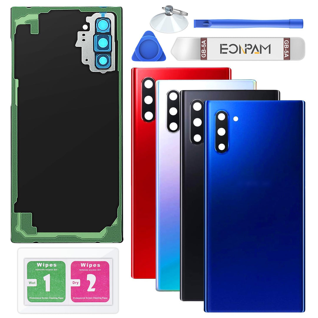 Eonpam Akkudeckel für Samsung Galaxy Note 10 N970 Rückseite Glas Original Backcover Back Glas Ersatz