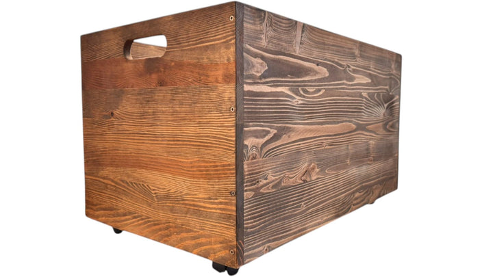 weeco Holz-Aufbewahrungstruhe mit Rollen, 73 x 45 x 40 cm, Kiefernholz, Braun, Multifunktionale Lage