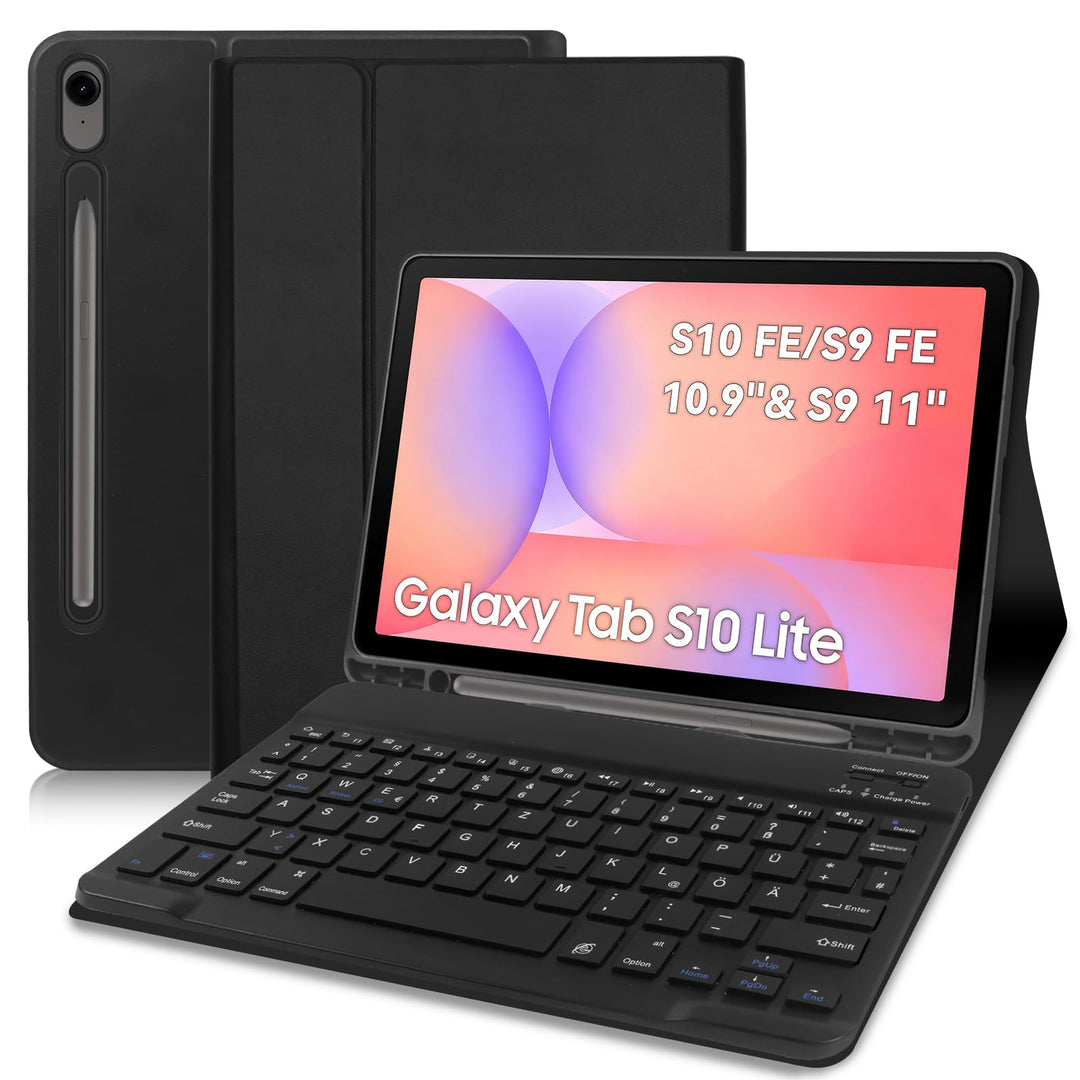 Tastatur Hülle für Samsung Tab S9 FE 10.9 Zoll/Tab S9 11 Zoll 2023 Tablet, Schutzhülle mit Pencil Ha