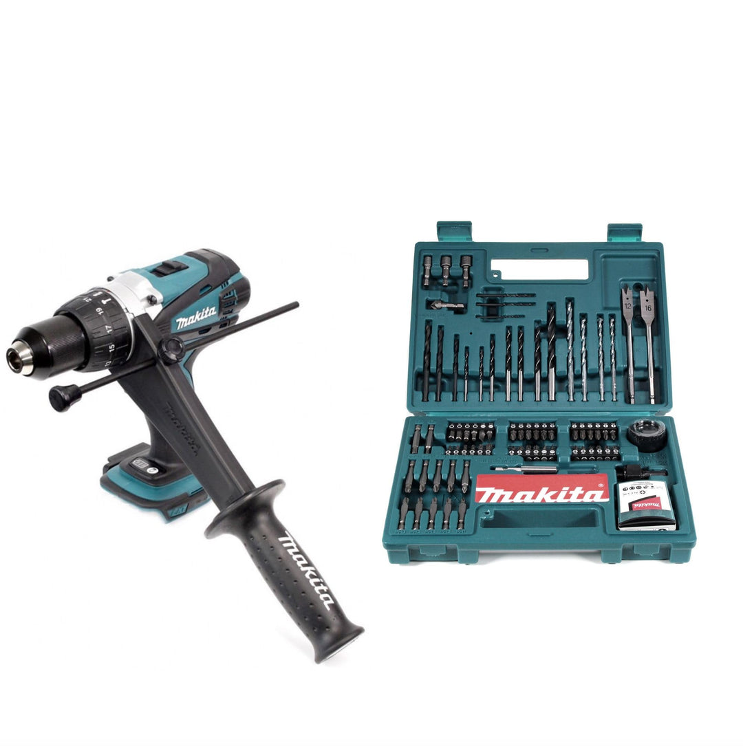 Makita DHP 458 Z Akku Schlagbohrschrauber 18V 91Nm Solo + Makita Bit & Bohrer-Set 100-teilig