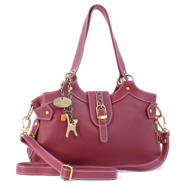 Catwalk Collection Handbags - Damen Leder Schultertasche - Umhängetasche Mittelgross - Handtasche mi
