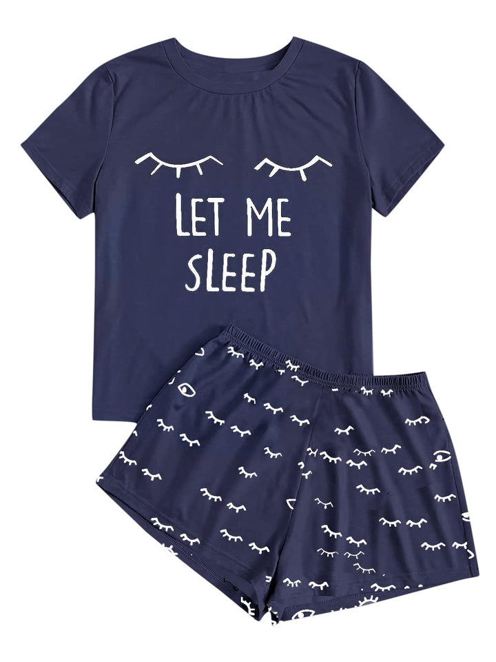 Haloumoning Mädchen Schlafanzüge Sommer Niedliche Shorts Set Bequem Kurzarm Cartoon bedrucktes Pyjam
