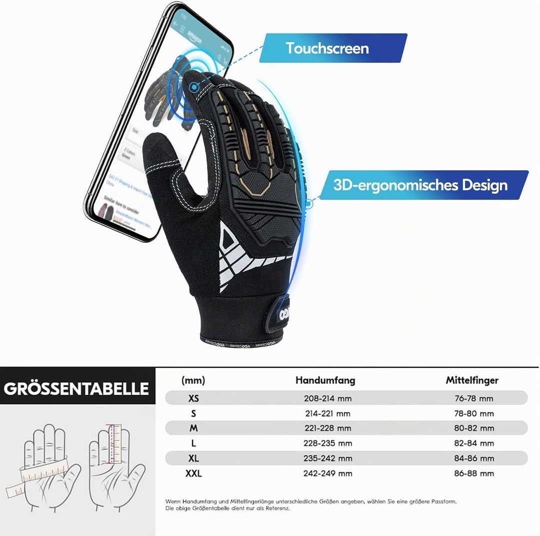 Vgo... 1 Paar Sicherheitshandschuhe,SchnittfesteHandschuhe,ANSI level A5，Impact Handschuhe,Anti-Vibr
