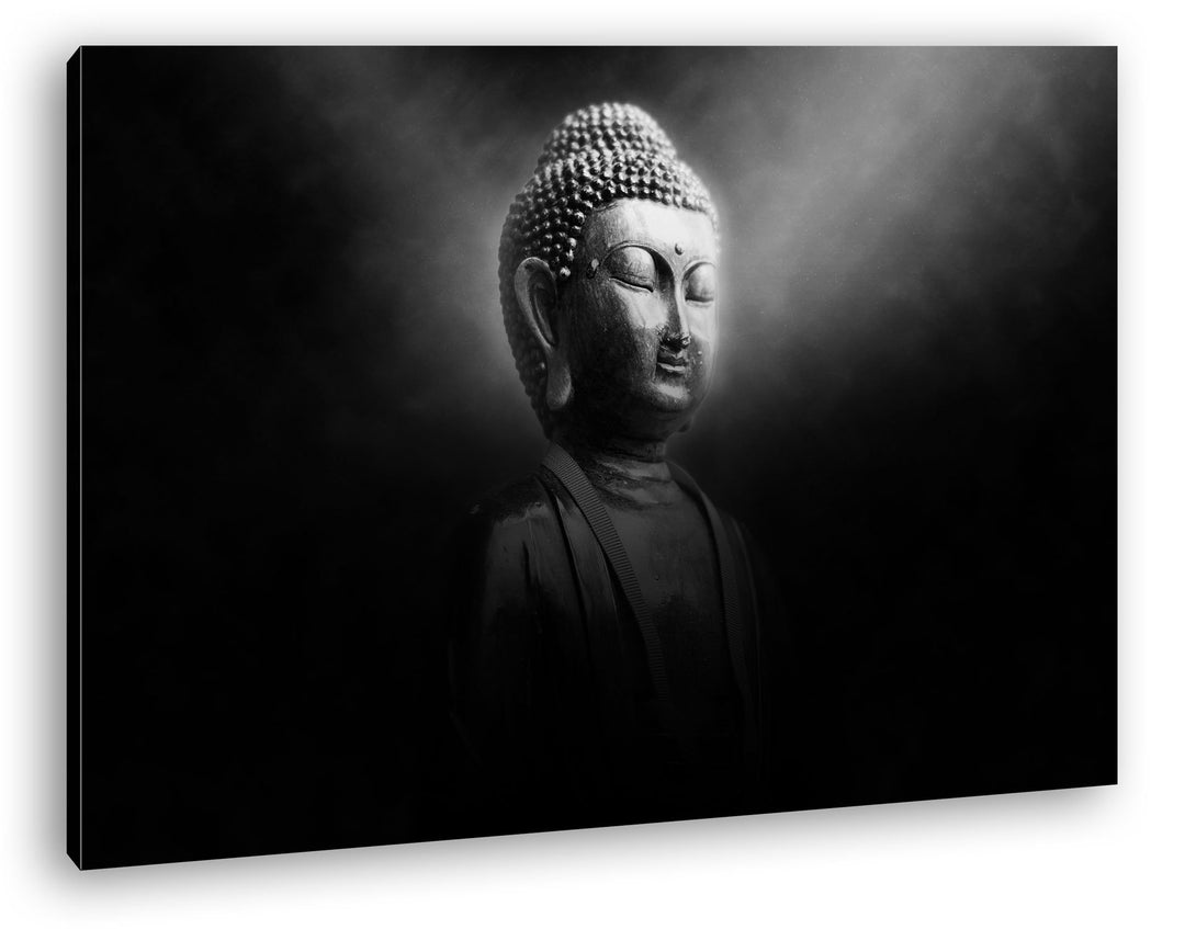 deyoli Dark Buddha Statur Format: 80x60 Effekt: Schwarz/Weiss als Leinwand, Motiv fertig gerahmt auf