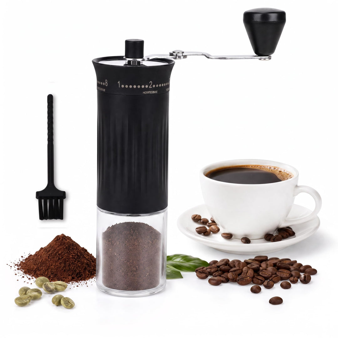 Kaffeemühle Manuell, 56 Verstellbare Stufen, 30g Kapazität