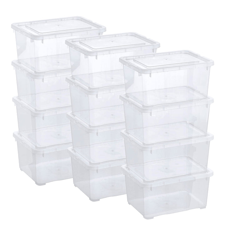 Grizzly Kleine Aufbewahrungsbox mit Deckel, 1,7 L transparente Box, 12er Set, belüftet, stapelbar, i
