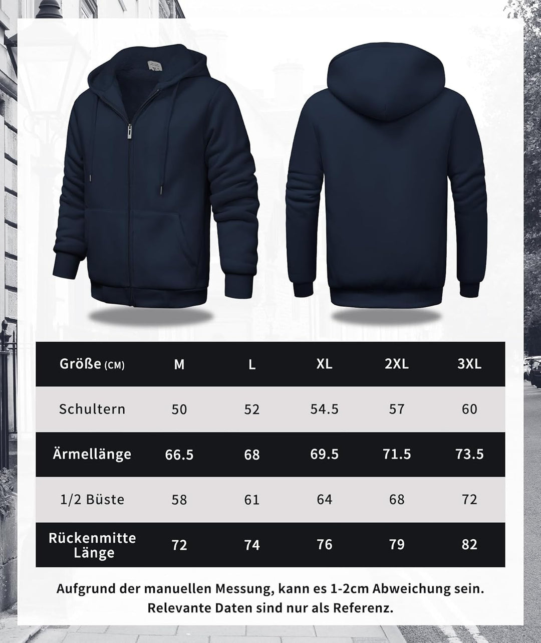 SwissWell Herren Fleecejacke Full Zip Kapuzenjacke Winter Sweatjacke mit Kapuze Gefütterte Hoodie Mä