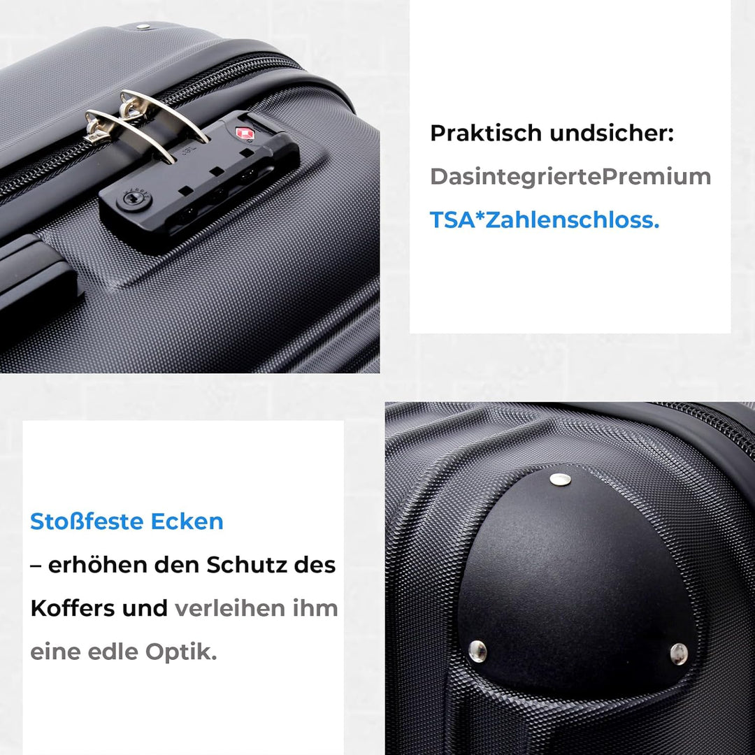 FOMAX Premium Handgepäck Koffer, Trolley Rollkoffer Reisekoffer, 77x47x27cm | mit 4 sanften Rollen u