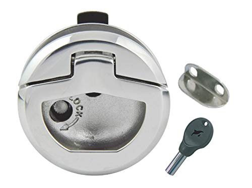 Yacht Steel Edelstahl Bodenheber/Einlassgriff mit Schloss, rund, 57mm AISI316/A4