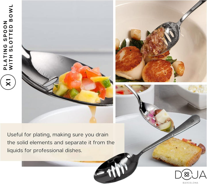 DOJA Barcelona | Kueche Chef Kochutensilien | Farbe: Schwarz | 7 Utensilien Edelstahl Plating Kit |