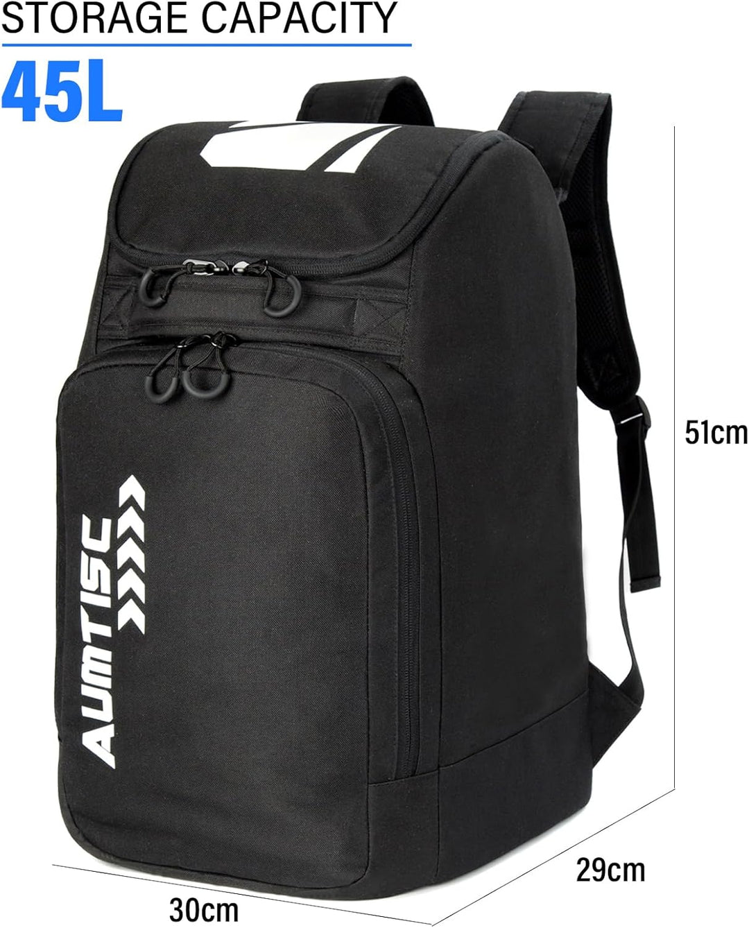 AUMTISC Skischuhtaschen mit Helmfach und Rucksackgurten, Skirucksack Skischuhrucksack mit Helmtasche