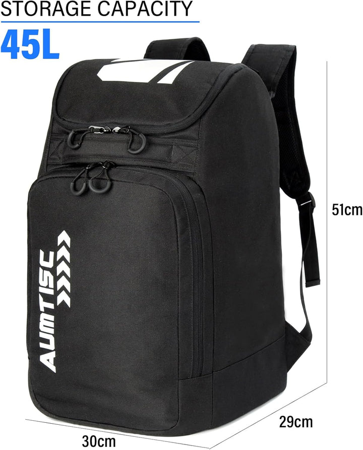 AUMTISC Skischuhtaschen mit Helmfach und Rucksackgurten, Skirucksack Skischuhrucksack mit Helmtasche