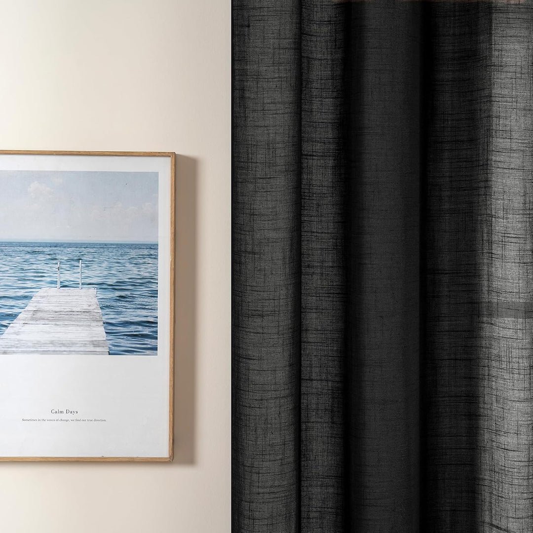 MIULEE 2er Set Voile Vorhang Sheer Leinenvorhang mit Ösen Transparente Leinen Optik Gardine Ösenscha