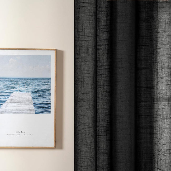 MIULEE 2er Set Voile Vorhang Sheer Leinenvorhang mit Ösen Transparente Leinen Optik Gardine Ösenscha