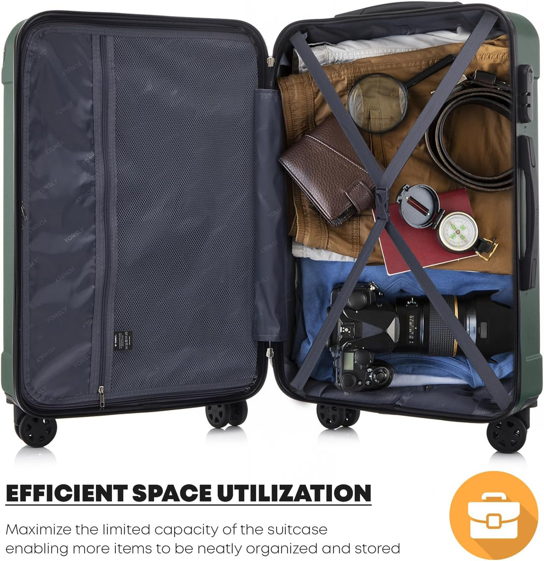 Koffer Suitcase Set, Trolley Reisekoffer, Rollkoffer Handgepäck mit 4 Rollen 360°, Hartschalenreisek