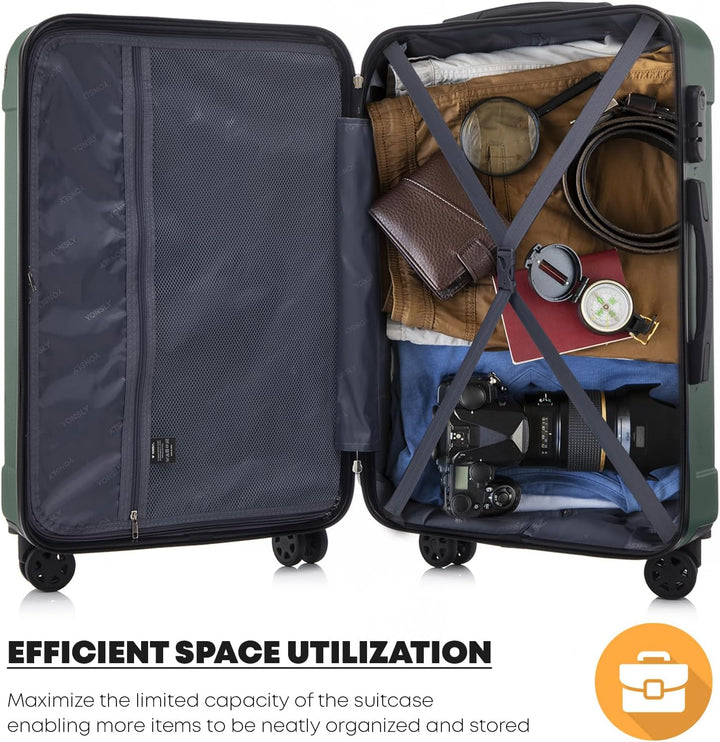 Koffer Suitcase Set, Trolley Reisekoffer, Rollkoffer Handgepäck mit 4 Rollen 360°, Hartschalenreisek