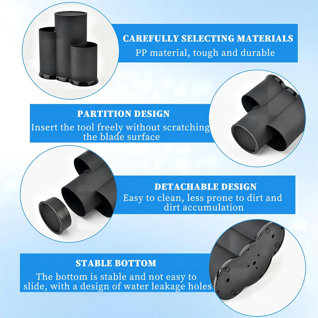 3 in 1 Universal Unbestückte Messerblock, Multifunktional Runder Messerblockhalter Aufbewahrung Stän