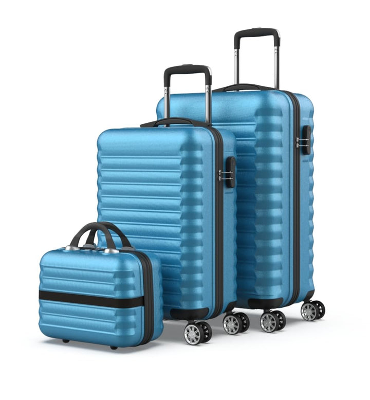 NUMADA - Gepäck-Set und Kulturbeutel 3 Stück Blau, mittel 63cm, klein 53cm und Kulturbeutel, ABS, st