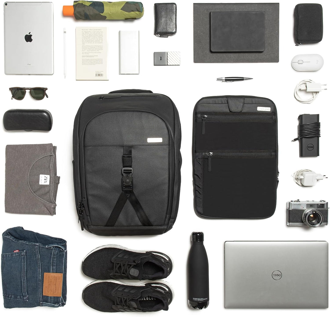 Jaimie Jacobs Smarter Business Rucksack mit Laptoptasche bis zu 16,1 Zoll, Geheimfach, Kofferfunktio