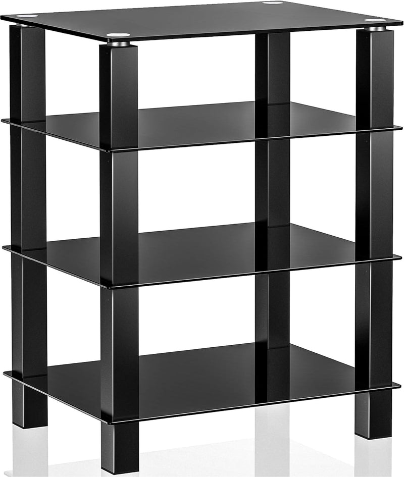 FITUEYES TV Rack HiFi Regal Audio Schrank Glas und Alu 600x455x770mm AS406002GB