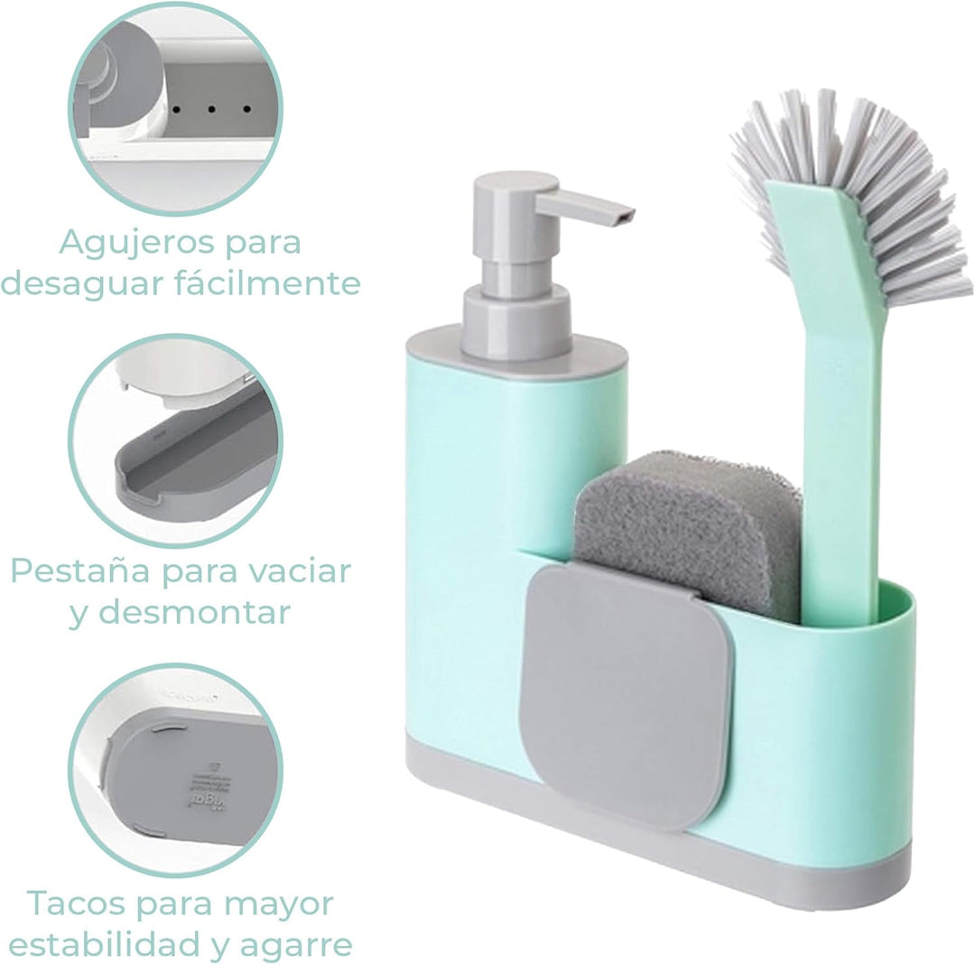 Vigar Monobloc Spülbecken Organizer mit Seifenspender, 4 Stück 4 Stück Türkis, 4 Stück Türkis