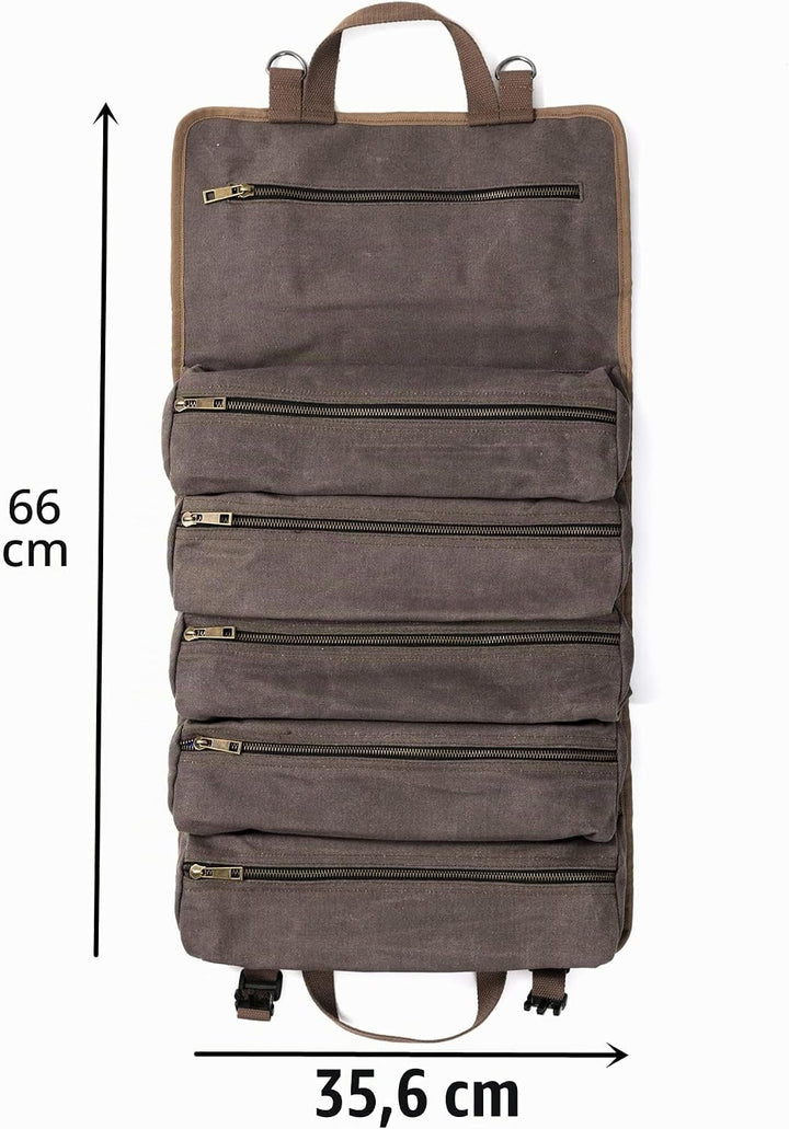 Werkzeug-Rolltasche, Werkzeugrolle für Schraubenschlüssel, aus strapazierfähigem16oz gewachstem Sege