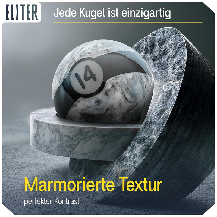 ELITER Billardkugel-Set aus Phenolharz, 16-teilig, 57,2 mm Poolbillardkugeln in Standardgrösse, glei