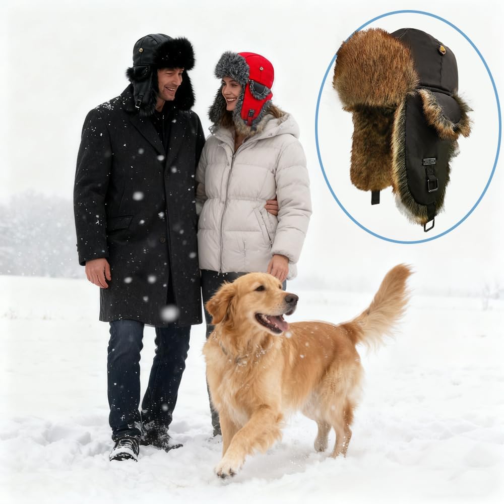 Unisex Fliegermütze Rib Bomber Aviator Pilot Hat Faux Fellmütze Winter Russische Mütze Herren Bomber