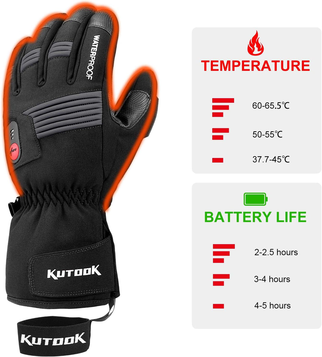 KUTOOK Beheizbare Handschuhe Sofort Beheizt Warm Wasserdicht Motorradhandschuhe Winter Handschuhe Sk