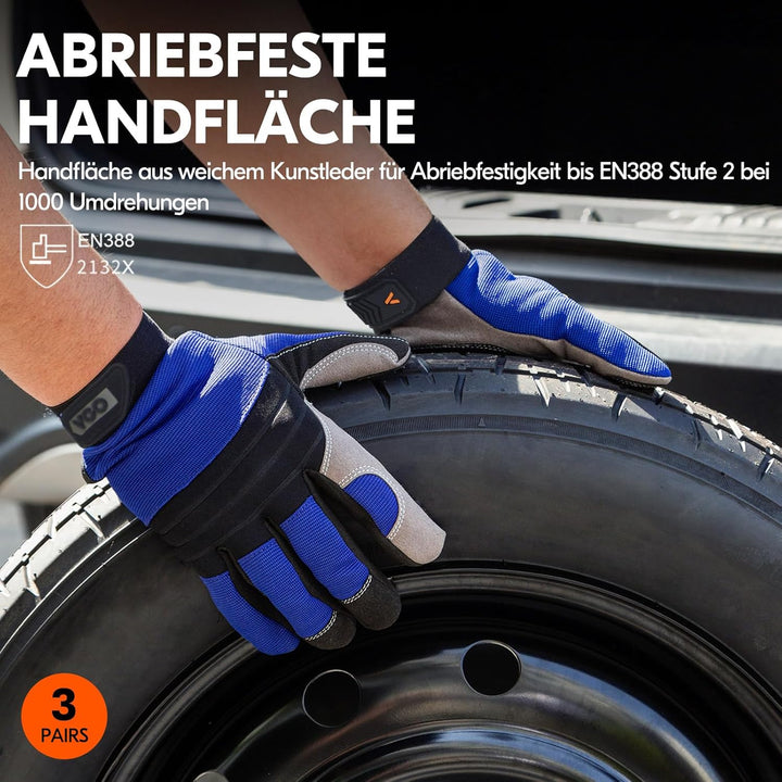 Vgo... 1 Paar Arbeitshandschuhe aus Spandex，Synthetik und Kunstleder, extra Palmenschichten für Lage