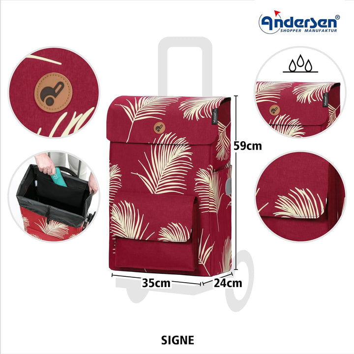ANDERSEN Einkaufstrolley - Treppensteiger Royal Shopper Signe rot | ideal für Treppen, aus Alu, hohe