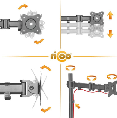 RICOO Monitorarm Monitorhalterung Monitor Halterung Tisch Arme für Computermonitore für 12-29 Zoll B