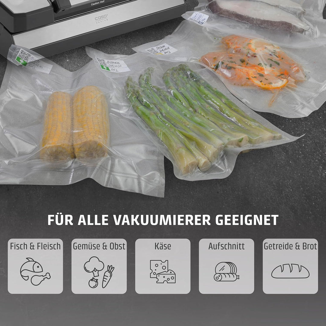 CASO 6 Sterne Profi-Folienrollen 30 x 600 cm, 2 Rollen, für alle Vakuumierer, SousVide-geeignet, wie