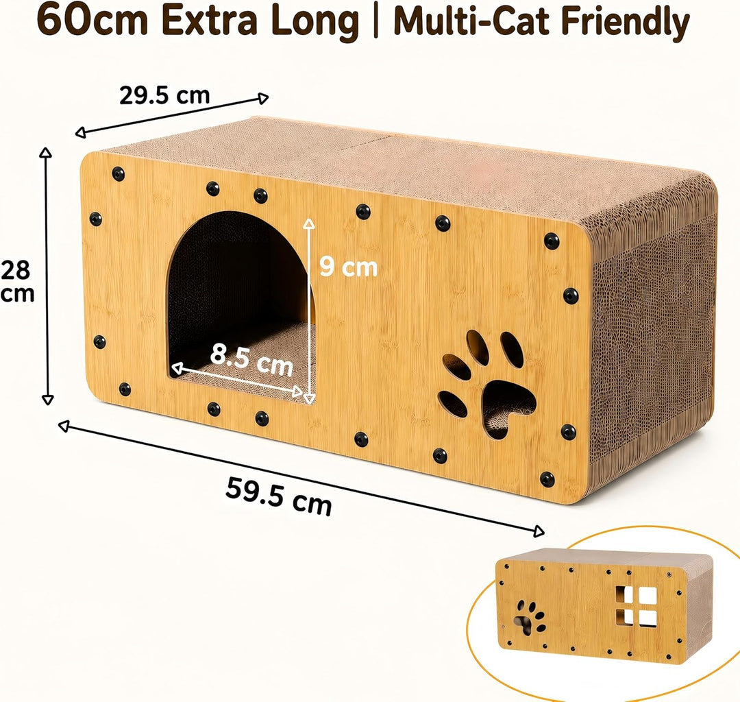 Gimars 59.5x29.5x28 cm Kratzbrett Katzen mit Spielball, Kratzpappe für Katzen gross XXL, Katzenhaus