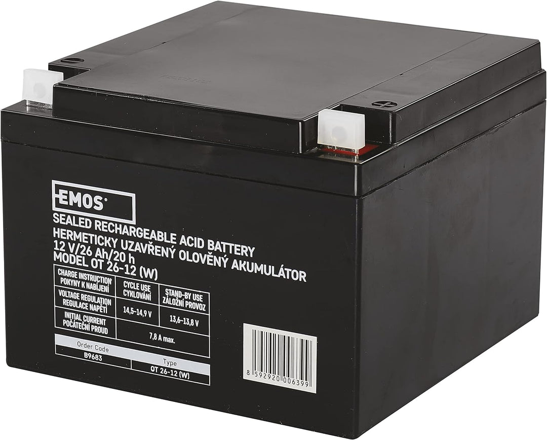 EMOS Wartungsfreier Bleiakku/Bleiakkumulator für Fischer, Gefahrmeldeanlagen, Brandmeldetechnik, USV