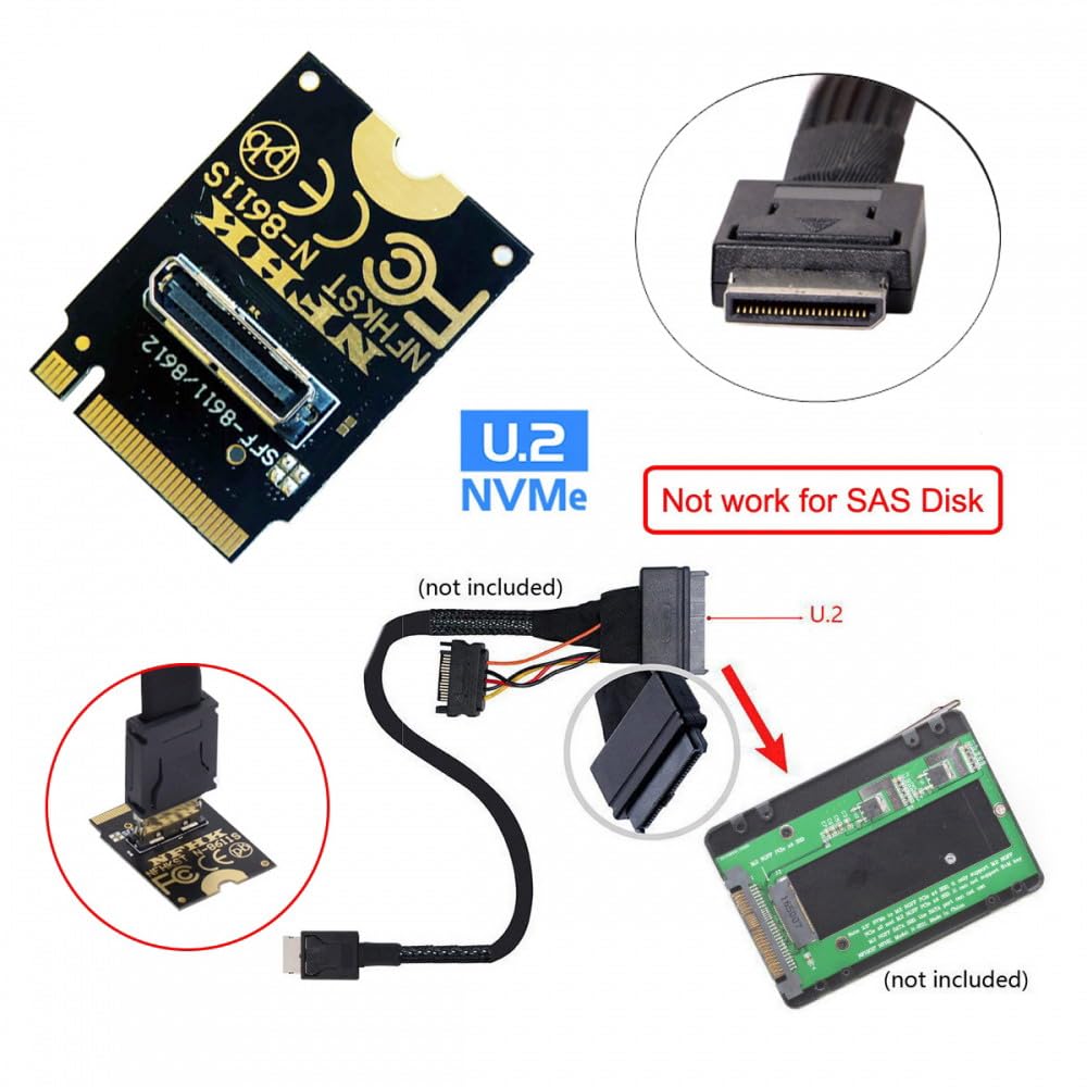 CY Adapter 2230 PCI-E4.0 M.2 M-Key zu Oculink SFF-8612 SFF-8611 Vertikaler Host-Adapter für NVME U.2