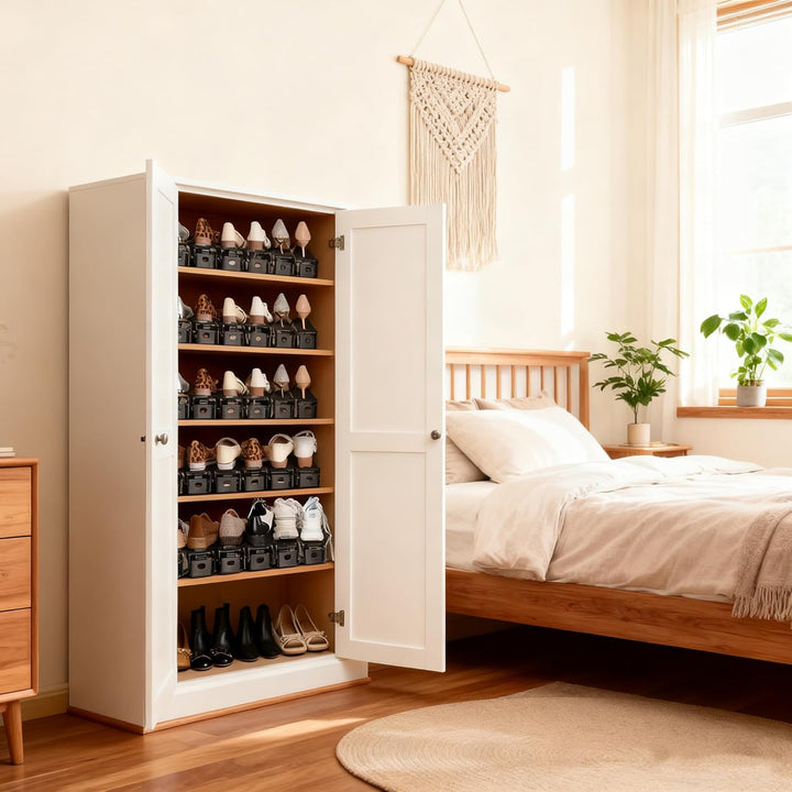Schuhschlitz-Organizer, 20 Stück, verstellbare Schuhstapler, 4 Ebenen, platzsparend, 50 %, doppellag