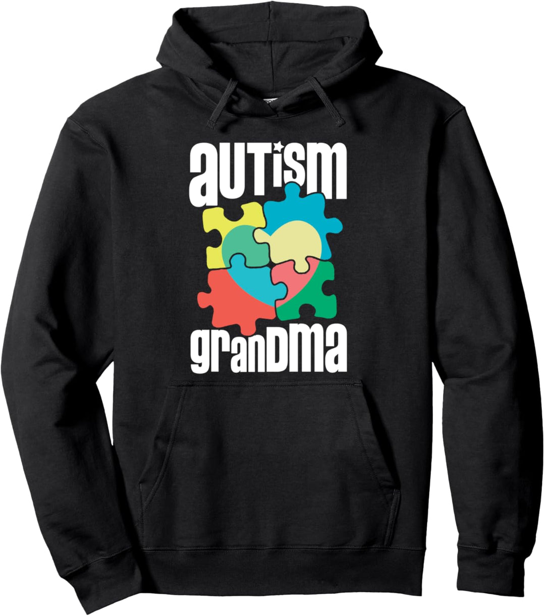 Autism Presents Grandma Family Supports Autistic Awareness Pullover Hoodie