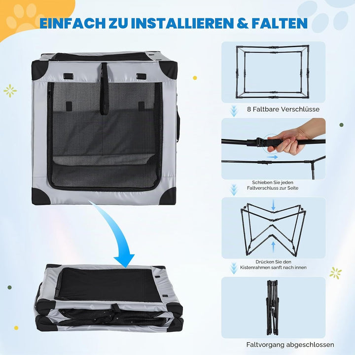 Faltbare Hundetransportbox Faltbar Zusammenklappbar | Wasserdicht Hundebox Auto mit Tür | Tragbarer