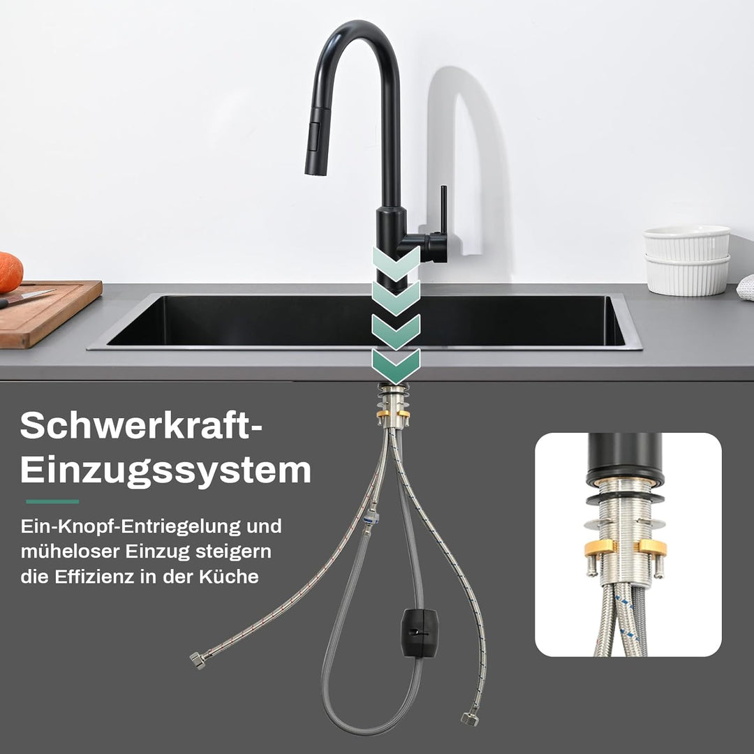 Wasserhahn Küche Küchenarmatur mit ausziehbarer Brause Spültischarmatur, ausziehbarer Wasserhahn, 36