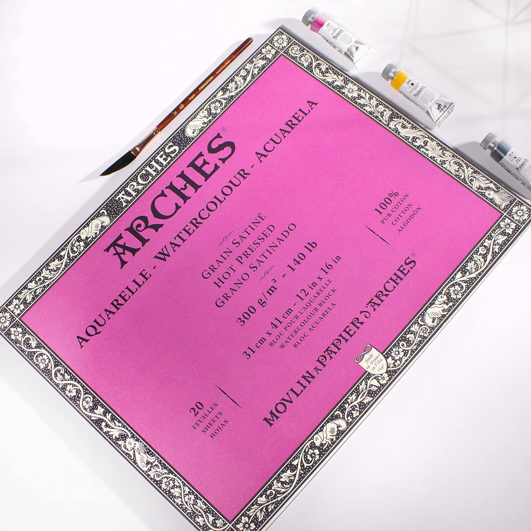 Arches 1795074 Aquarellpapier im Block (31 x 41 cm, 4-seitig geleimt, 300g/m² Satiniert) 20 Blatt na